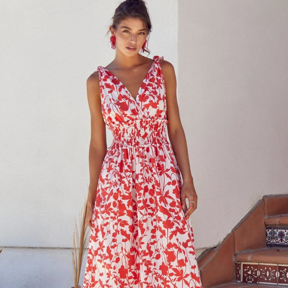 Red floral Dress